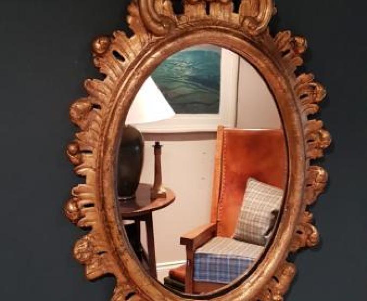 Victorian Timber Gilt Oval Mirror - Image 1