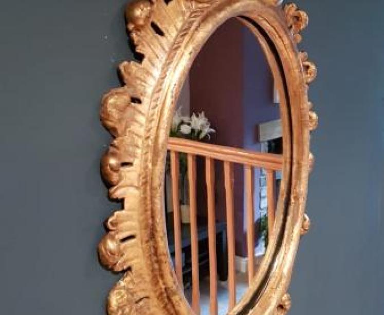 Victorian Timber Gilt Oval Mirror - Image 2