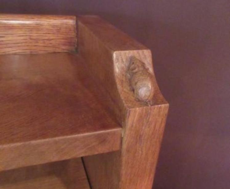 Superb Mouseman Adzed Oak Open Bookcase - Image 3