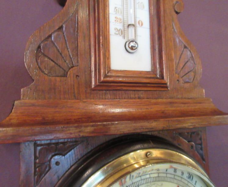 Small Victorian Polished Oak Banjo Barometer - Image 5