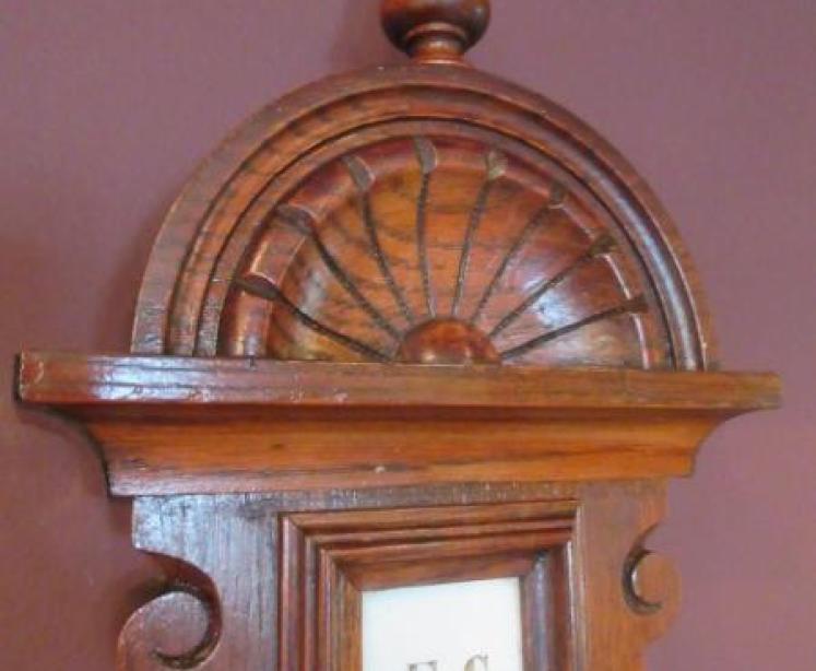 Small Victorian Polished Oak Banjo Barometer - Image 6