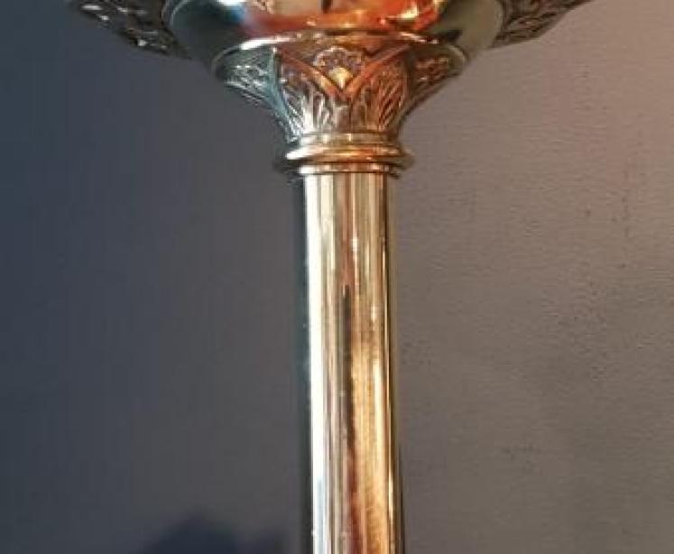 Pair of Victorian Cast Brass Church Candlesticks Lamps - Image 4