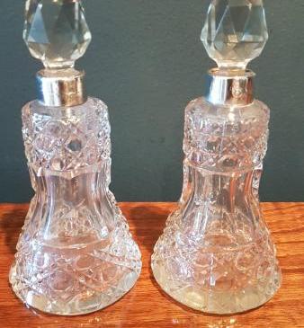 Pair of Silver Mounted Cut Crystal Scent Bottles