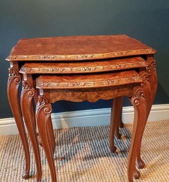 1920's Burr Walnut Nest of Tables