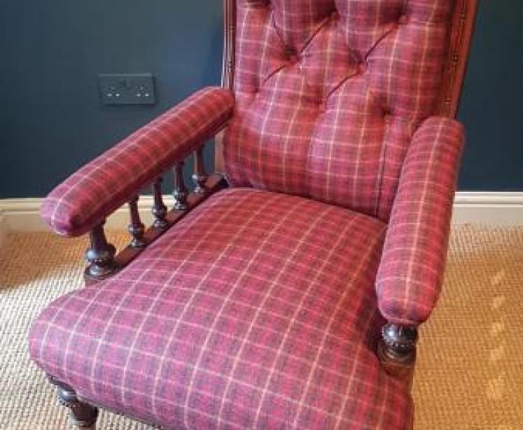 Antique Mahogany Open Arm Chair - Image 1