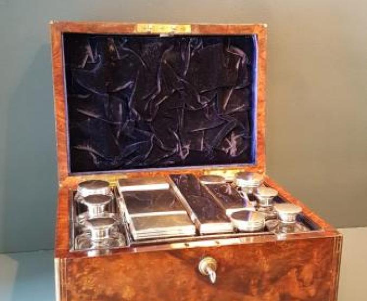 Superb Victorian Walnut and Silver Travelling Box - Image 1