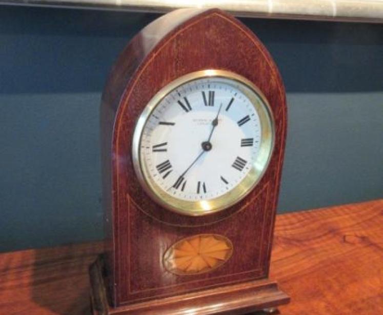 Edwardian Sheraton Inlaid Dent of London Mantel Clock - Image 1