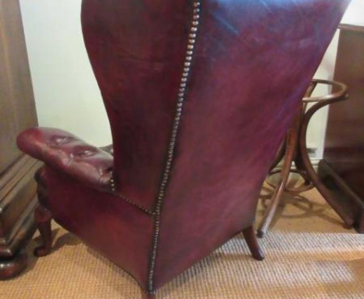 Antique Leather Chesterfield Wing Armchair - Image 5