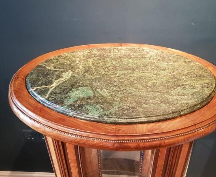 Victorian Inlaid Walnut Oval Display Case - Image 2