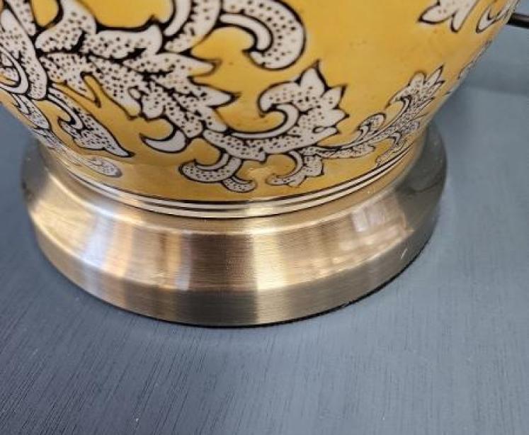 Imperial Yellow Porcelain Lamp and Silk Effect Shade - Image 3