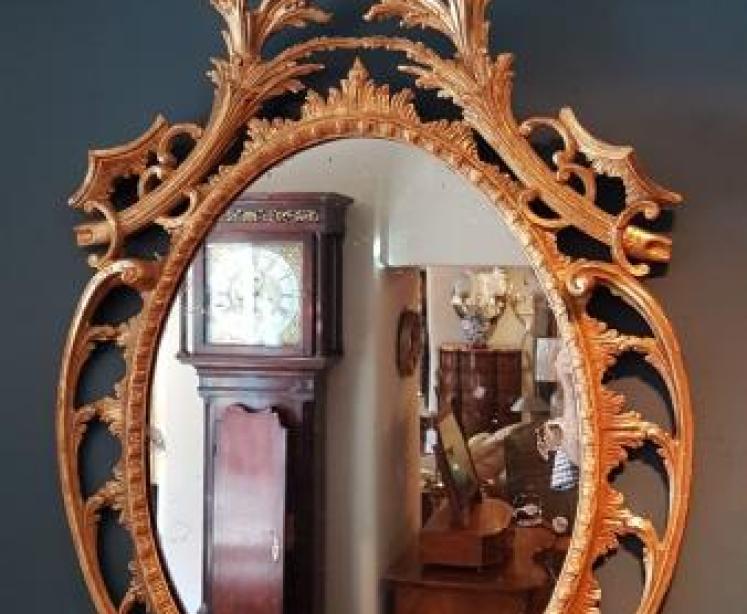 Victorian Timber Gilt Oval Mirror - Image 1