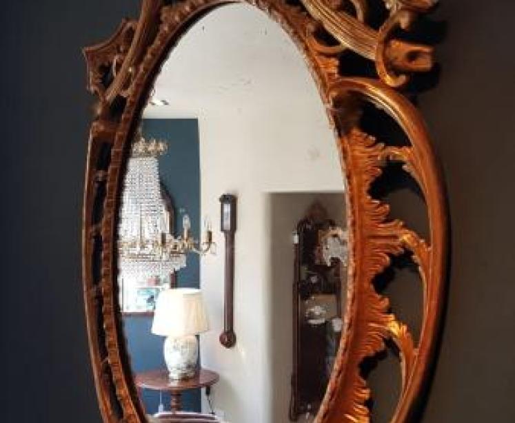 Victorian Timber Gilt Oval Mirror - Image 2