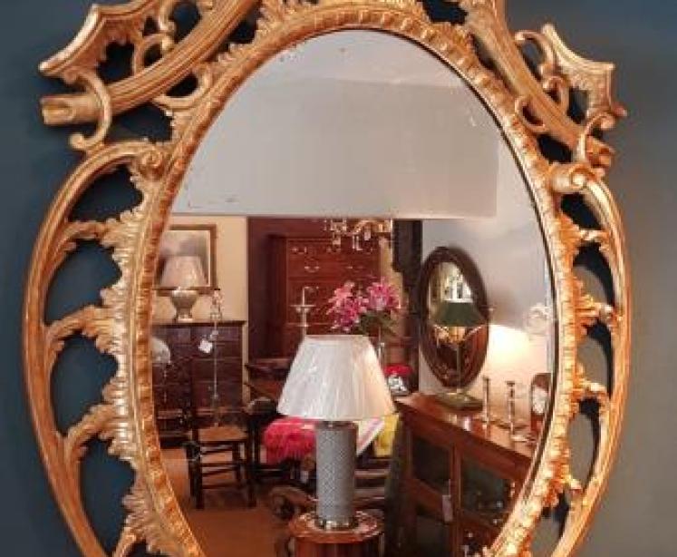 Victorian Timber Gilt Oval Mirror - Image 5