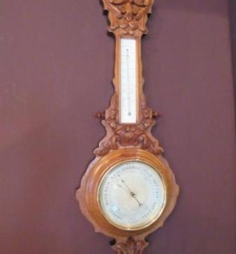 Small Mid Victorian Rosewood Banjo Barometer