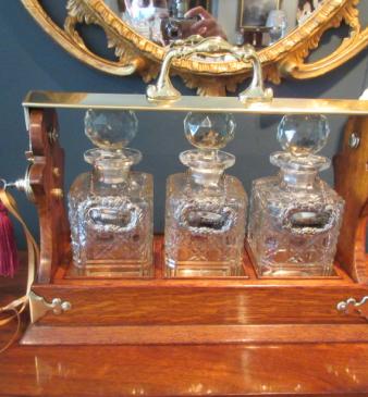Late Victorian Polished Oak Three Bottle Tantalus