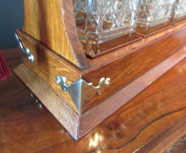 Late Victorian Polished Oak Three Bottle Tantalus - Image 4