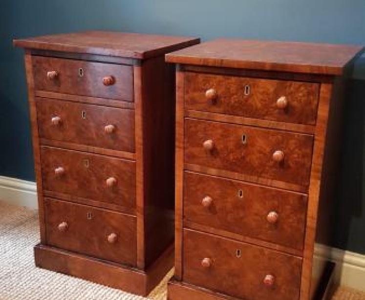 Pair of Matching Victorian Burr Walnut Bedside Cabinets - Image 1
