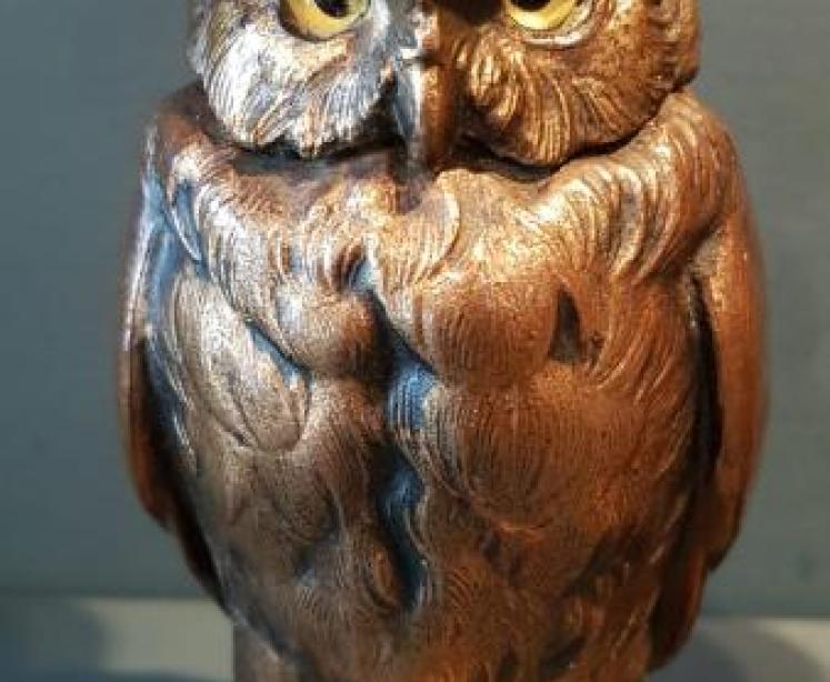 Pair of Edwardian Bronzed Owl Candlesticks - Image 3