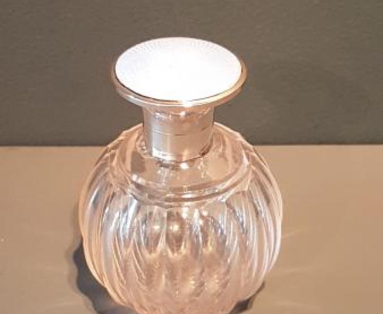 Antique Silver and Enamel Topped Scent Bottle - Image 1