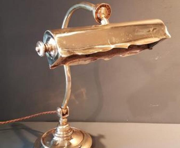 Edwardian Brass Desk Lamp - Image 1