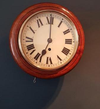 Antique Mahogany 8" Fusee Dial Clock