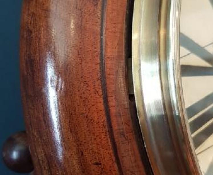 Antique Mahogany 8" Fusee Dial Clock - Image 4