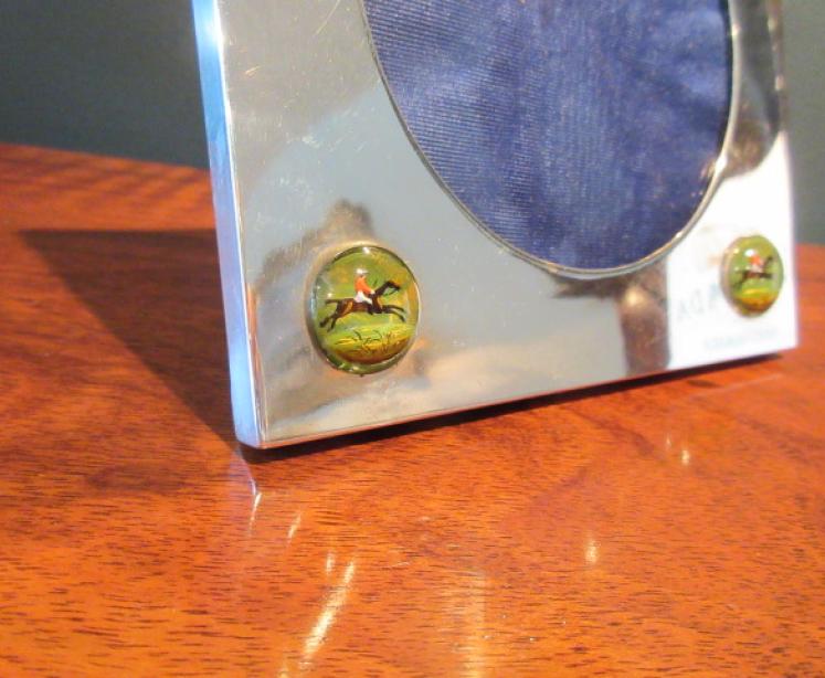 Antique Silver & Enamel Hunting Scene Photo Frame - Image 6