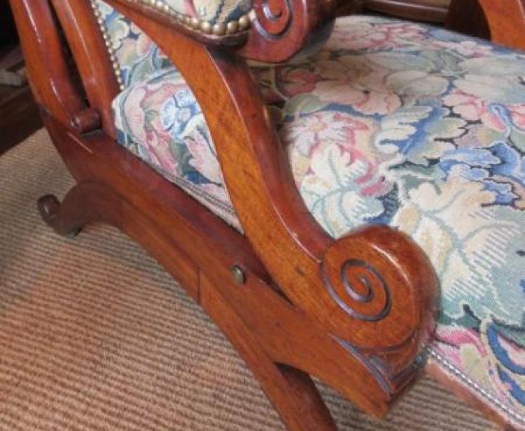 Mid Victorian Walnut Upholstered Reclining Armchair - Image 3