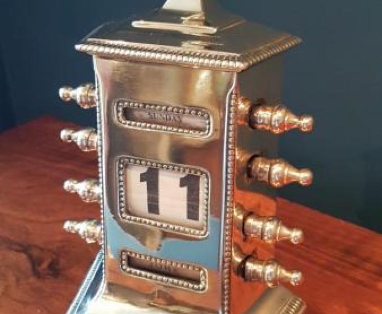 Superb Antique Brass Perpetual Desk Calendar by Tonks - Image 1