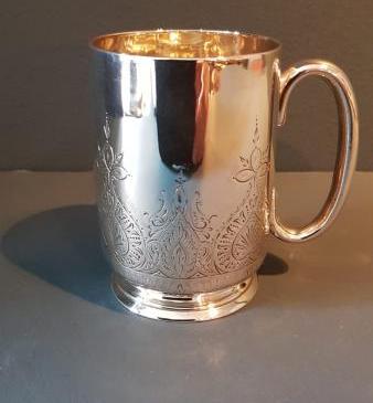 Victorian Engraved Silver Christening Mug