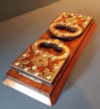 Victorian Walnut Brass Trimmed Book Slide