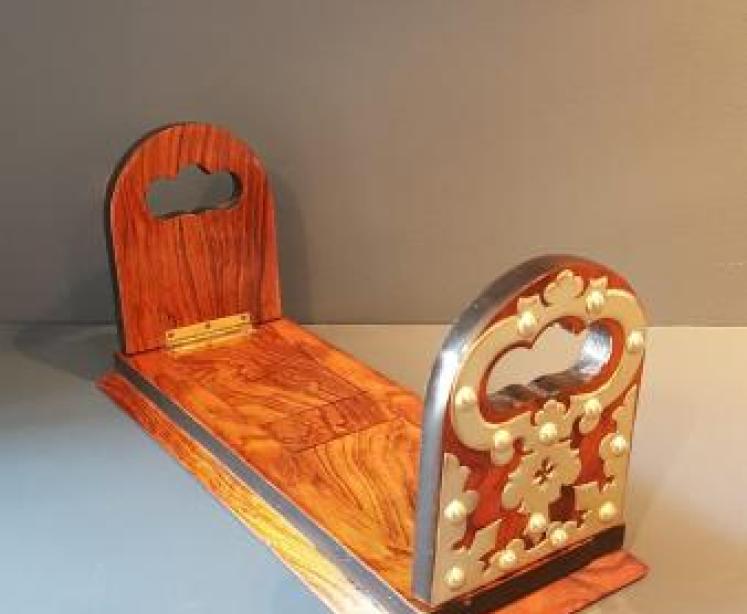 Victorian Walnut Brass Trimmed Book Slide - Image 2