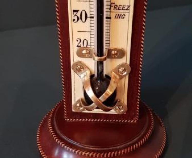 Antique Mahogany Table Top Thermometer - Image 5