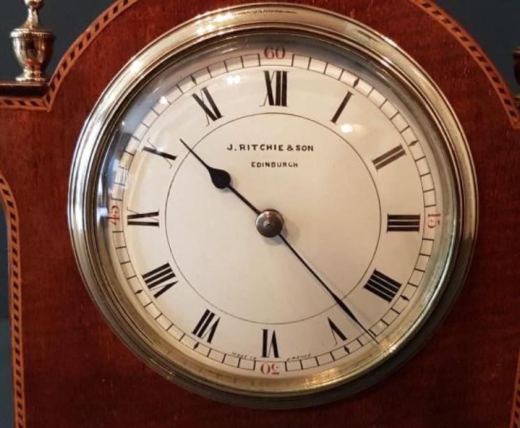 Fine Quality Edwardian Inlaid Mahogany Mantel Clock - Image 3