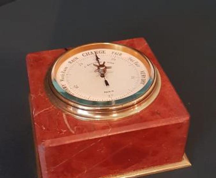  Edwardian Sienna Marble Desk Top Barometer - Image 6
