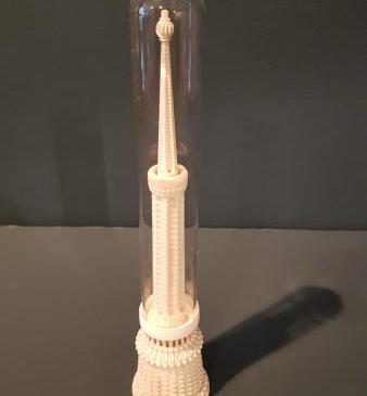 Antique Carved and Turned Bone Desk Thermometer 