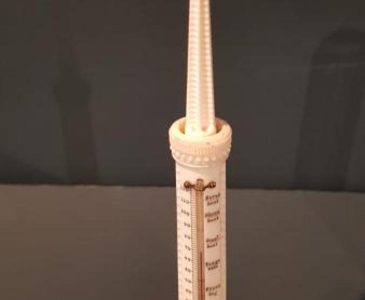 Antique Carved and Turned Bone Desk Thermometer  - Image 6