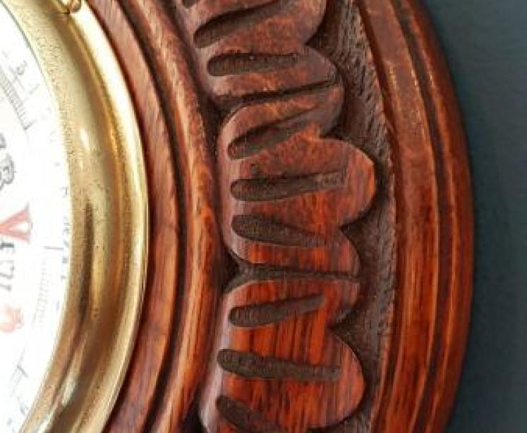 Superb Victorian Carved Oak Android Barometer - Image 4