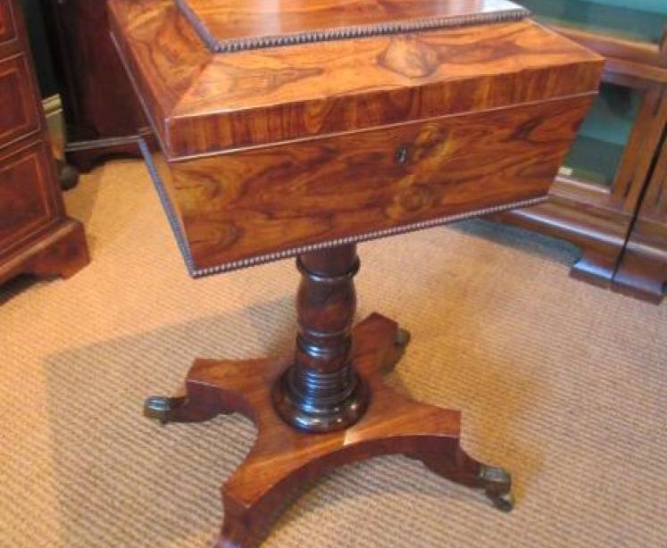 Fine Regency Period Rosewood Teapoy - Image 7
