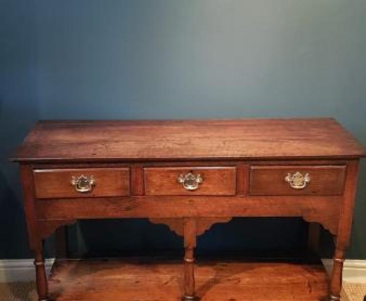 Small George II Oak and Fruitwood Open Pot Board Dresser - Image 7