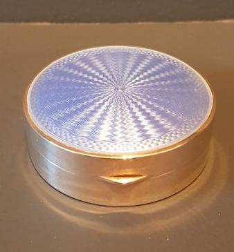 George V Silver Engine Turned Enamel Table Box