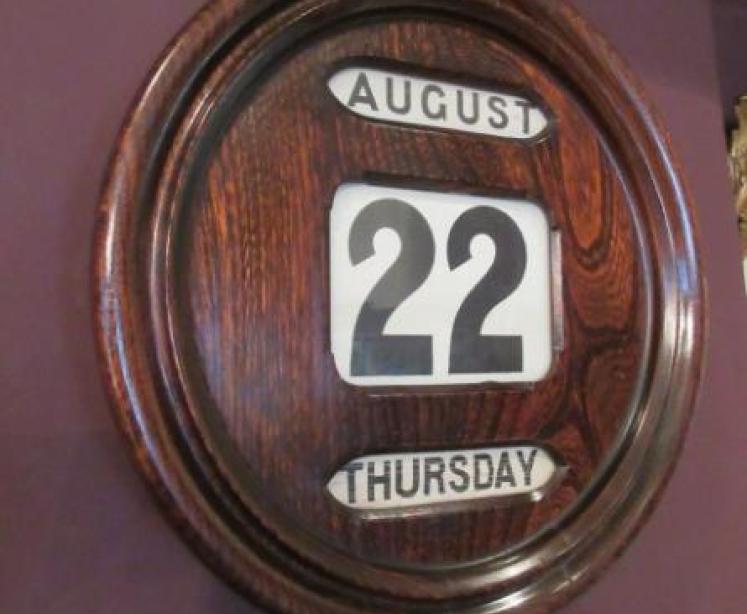 Antique Polished Oak Perpetual Wall Calendar - Image 1