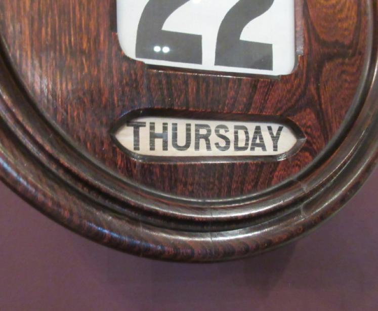 Antique Polished Oak Perpetual Wall Calendar - Image 4