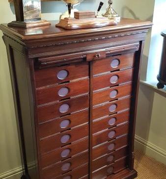 Edwardian Solid Mahogany Tambour Front File Cabinet