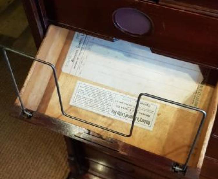 Edwardian Solid Mahogany Tambour Front File Cabinet - Image 7