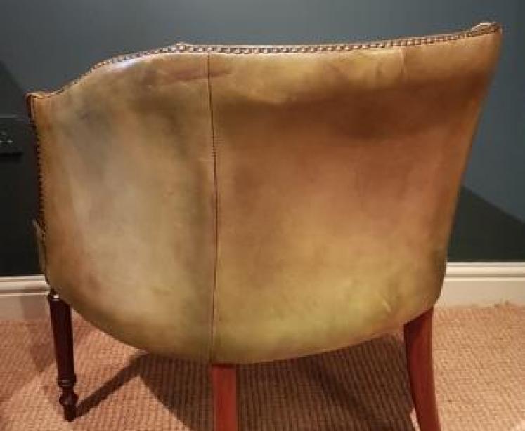 1920's Olive Hide Tub Chair - Image 3