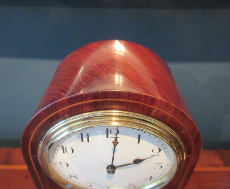 Antique Sheraton Inlaid Arched Top Mantel Clock - Image 3