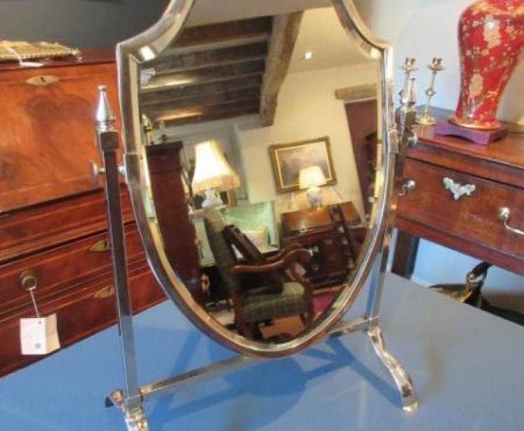 Superb Edwardian Period Nickel Plated Dressing Mirror - Image 1