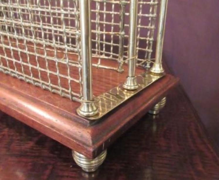 Antique Solid Brass & Oak Magazine Rack - Image 3
