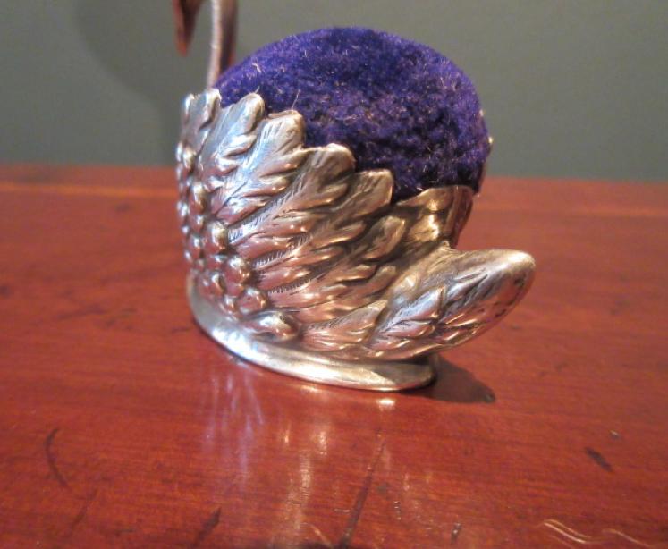 Antique Solid Silver 'Swan' Pin Cushion - Image 3
